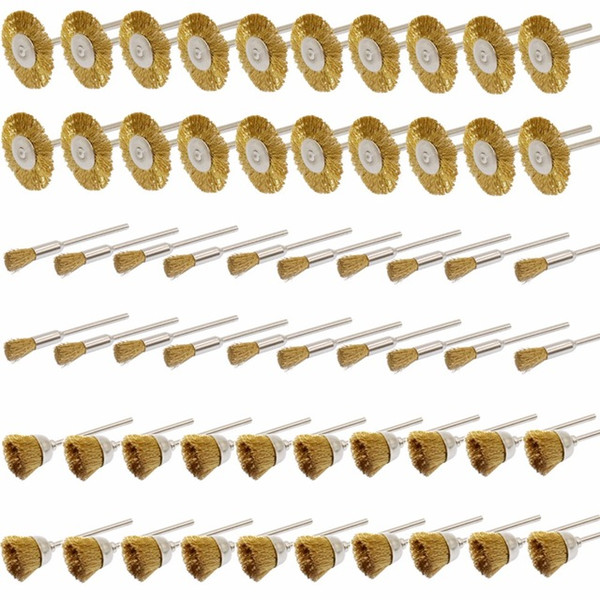 60PC Brass Wire Wheel Brushes Set Kit Accessories for Dremel Rotary Tools