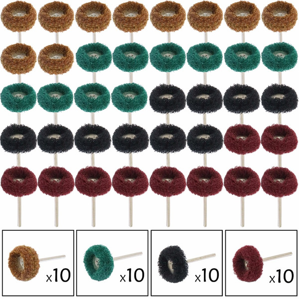 40 Pcs 3mm Abrasive Buffs Polishing Buffing Wheel Set Kit for Dremel Rotary Tool Grinding Accessories