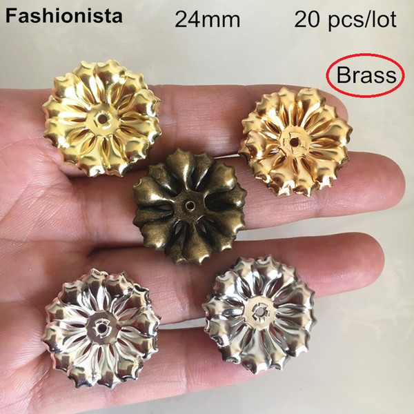 20 pcs 24mm Multi-layer Lotus Brass Bead Caps For Crafts Making,Gold-color,Silver-color,Steel color,Bronze,Jewelry Supplies