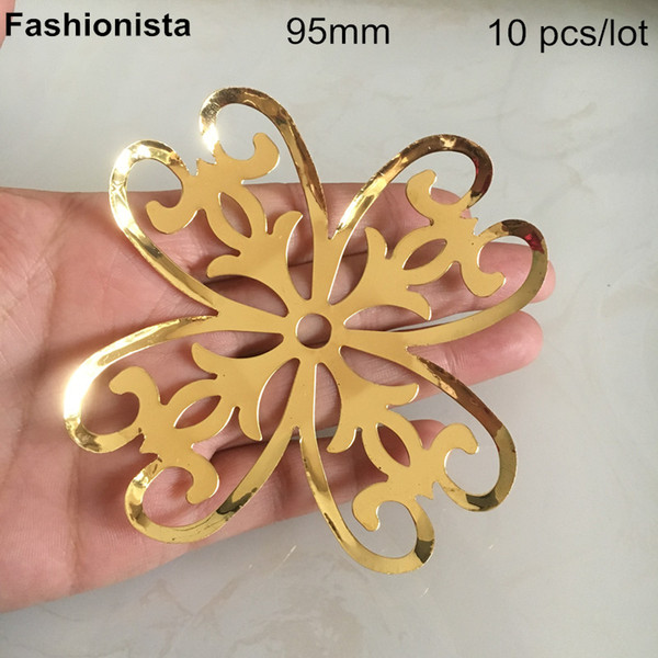 10 pcs -95mm Large Metal Flower Bead Caps,Filigree Large Flowers 4 Petal,Gold-color,Silver-color,DIY Filigree Jewelry Supplies