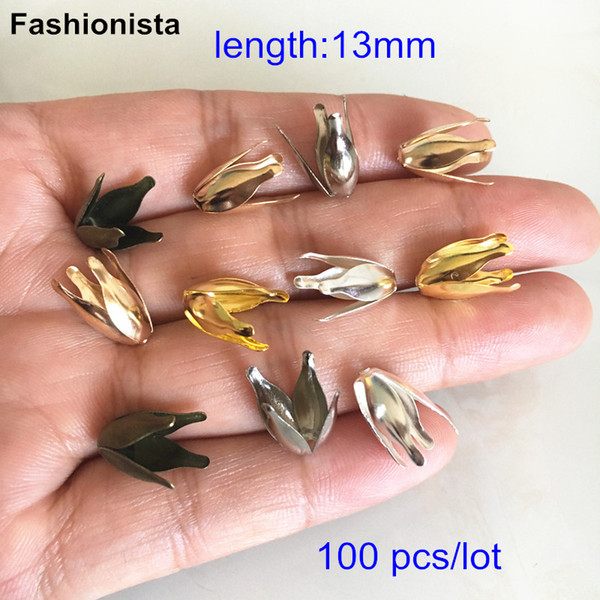 100pcs Metal Alloy Lily Shape Bead Caps,13mm Gold-color,Silver-color,Steel,Bronze Color,4 Petal Metal Flower Bead Caps For Jewel