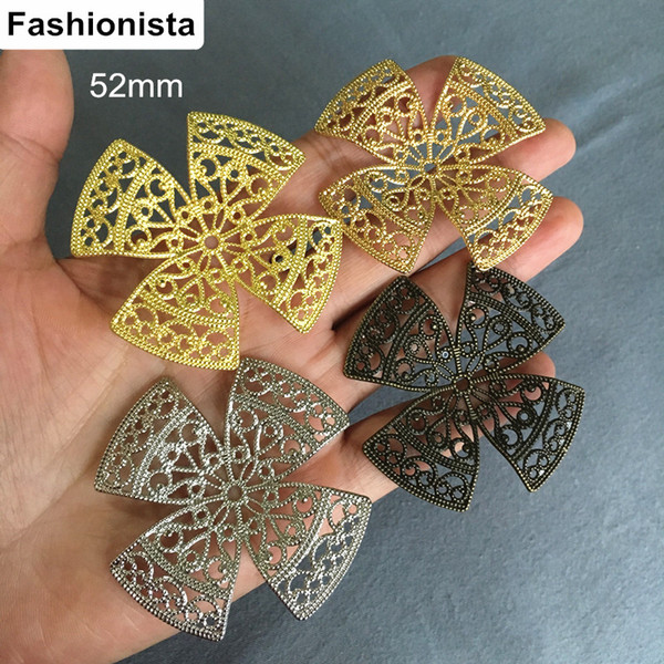 15 pcs Brass Filigree Flower Petal Setting,Big Size 52mm Ornate Jewelry Findings,Raw Brass / Bronze /Steel / Gold Color