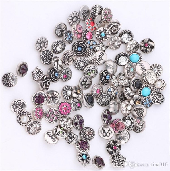 Wholesale 50PCS/Lot High Quality 12MM Metal Snap Button Rhinestones Mixed Styles DIY Snaps Charms Jewelry accessories buttons 4046