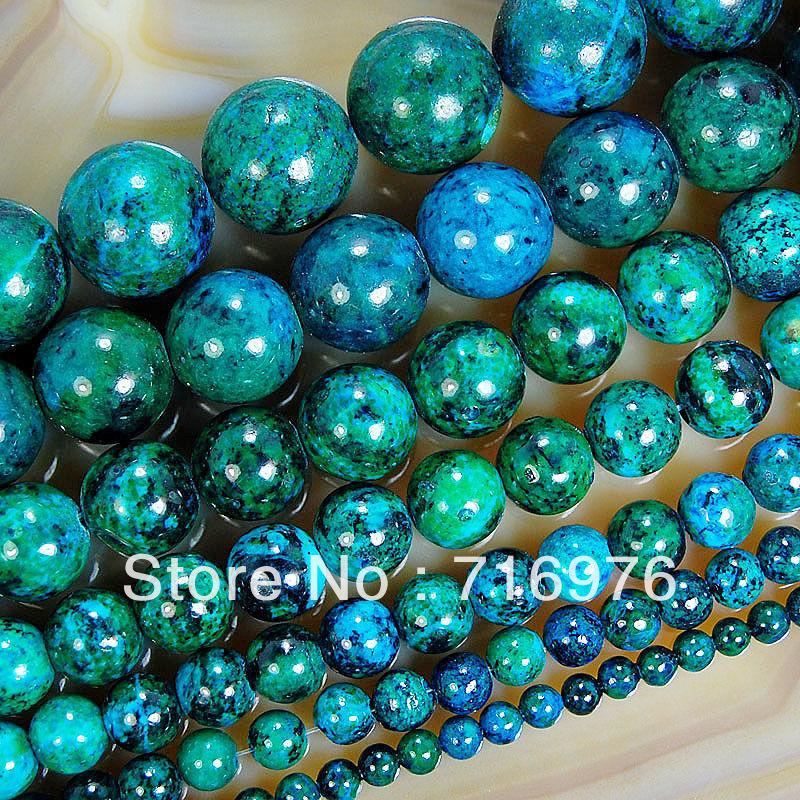 4mm 6mm 8mm 10mm 12mm 14mm Chrysocolla Gemstone Round Loose Spacer Beads 15.5