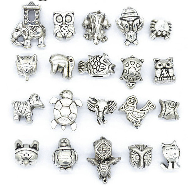 Mix Style Beads Antique Silver Plated Alloy Big Hole Charms Spacer Beads fit pandora bracelet DIY Jewelry Necklaces & Pendants charms