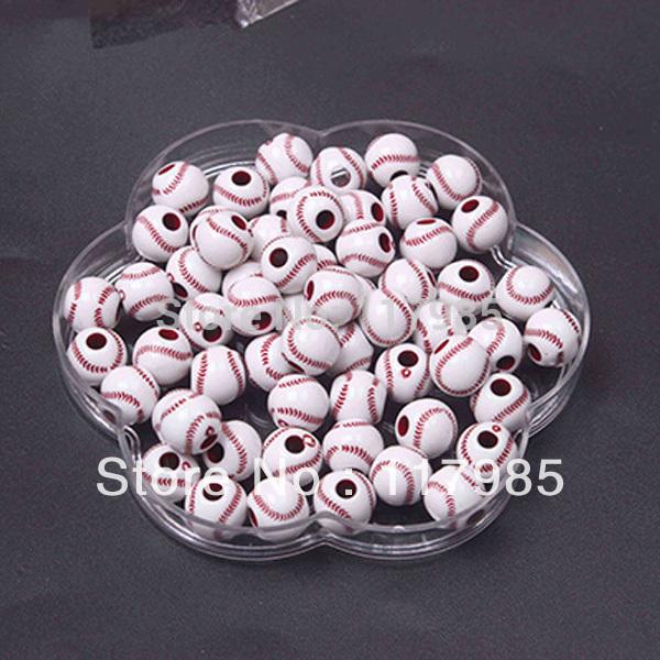 Wholesale-Free shipping Chunky beads,Popular Acrylic Baseball Beads 12mm,600pcs/lot for Bracelets