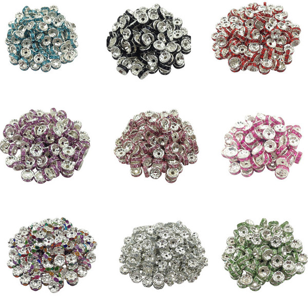 Wholesale-New! 5AAA+ Quality 50 piece/lot Cheap Handmade Rhinestone Loose Crystal Silver Plated Rondelle Spacer Beads Free Shipping LIF