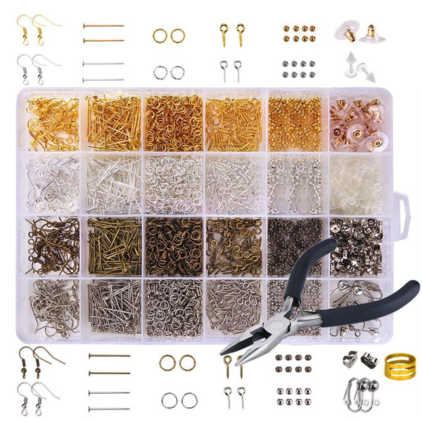 2758 Pieces Jewelry Making Kit and Earring Repair Kits with Earring Hooks, Earring Backs, Open Jump Rings, Head Pins, Crimp Bead