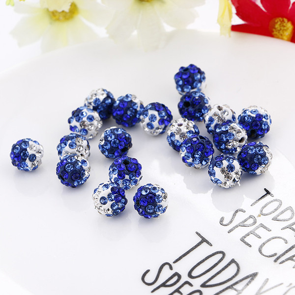 100pcs 10mm Double Color Style Round Ball Crystal Rhinestones Beads for DIY Jewelry Making