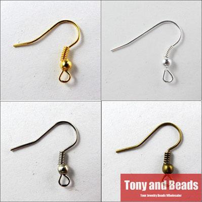 Jewelry Earring Finding 18X21mm Hooks Coil Ear Wire Gold Silver Bronze Nickel For Jewelry Making EF8