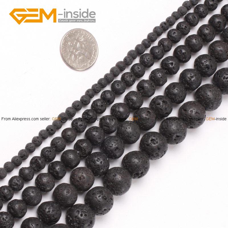 Wholesale-Lava Rock Beads Fashion Round Black Selectable Size 4-20mm,Natural Stone Beads For Jewelry Making Diy Bracelet Free Shipping