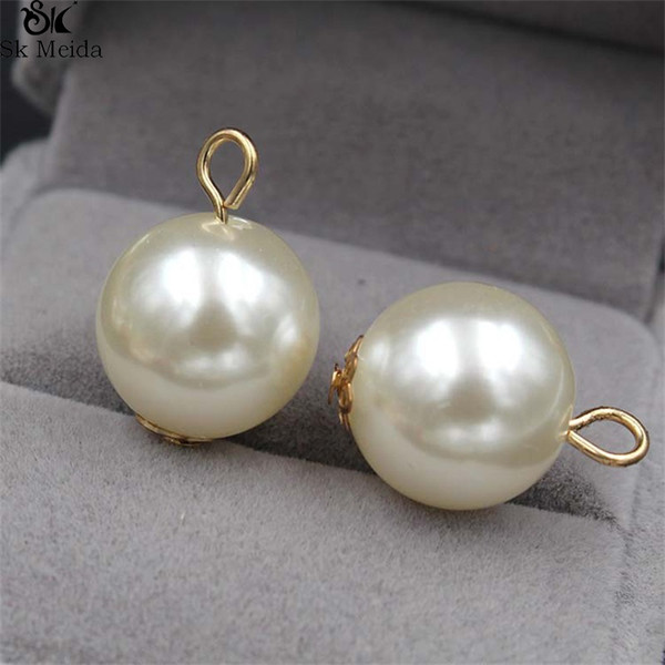 100pcs DIY Handmade Jewelry Accessories Pearl Ball Bead Stud Earrings Bracelet Necklace Simple Alloy Pendant Material