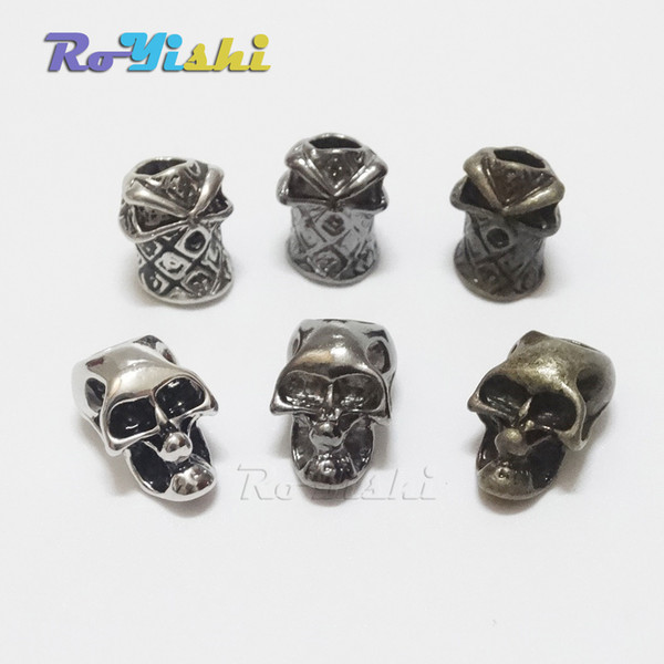 10pcs/pack Single Vertical Hole Metal Skull Beads for Paracord Knife Lanyards