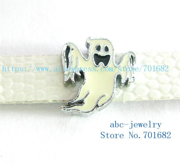 5pcs 8mm Halloween Charm-Ghost wholesales price Internal Dia.8mm fit 8mm wristband belt keychain dog collar bracelet SL438