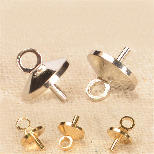 wholesale  200PCS Brass Gold/Rhodium Bail Connectors Pendant Beads Cap For Pearl /Crystal Bead DIY Jewelry Findings 534bz