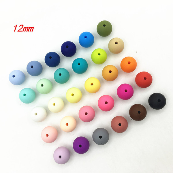 100pcs/lot 12mm Silicone Beads Food Grade Teething Nursing Chewing Round beads Loose Silicone Beads