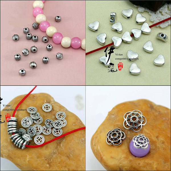 100 pcs Tibetan Silver Big Hole Spacer Beads Fit Pandora DIY Jewelry Loose Beads Flower End Caps For Bracelet&Necklace 1.2mm Hole Findings