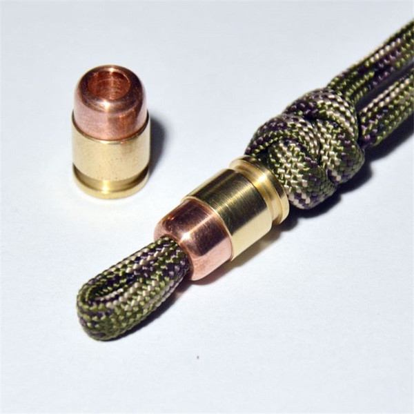 Solid Brass Q Bullet Shape Parachute Cord Knife Tool Lanyard Bead EDC Bead Halloween Cosplay Christmas Gift