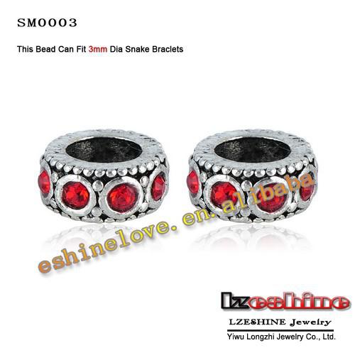 Fashion Beads Wholesale Lots 20PcsX Mixed Tibetan Silver Plt Barrel Beads Inlay 8 Crystals Fit European Bracelets SM0003