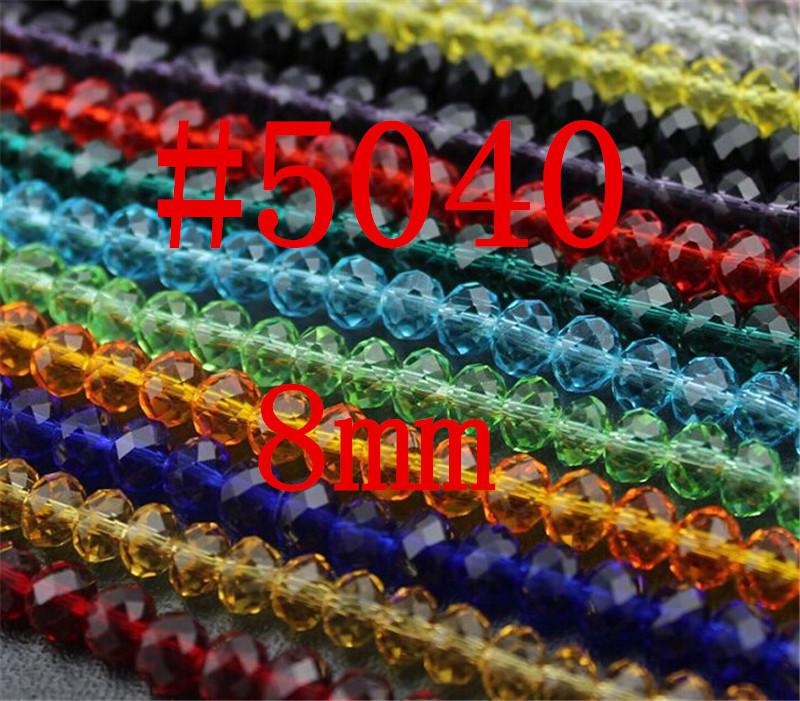 30Pcs/Lot 8mm 5040 AAA Top Quality Mixed Faceted Glass Crystal Rondelle Spacer Beads For Jewelry Making Free Shipping #299-316