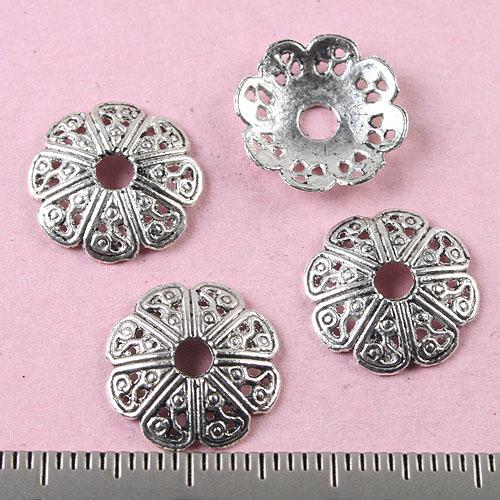 100pcs tibetan silver 12MM ornate flower beads caps H0768