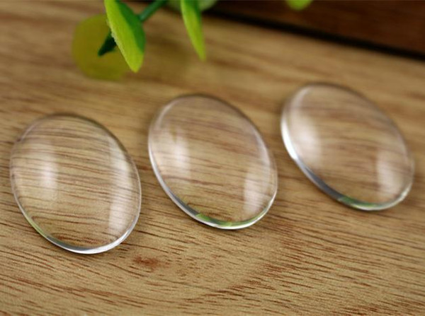 8pcs/lot 18x25mm Oval Flat Back Clear Glass Cabochon, High Quality, Lose Money Promotion!!!(Z3-06)