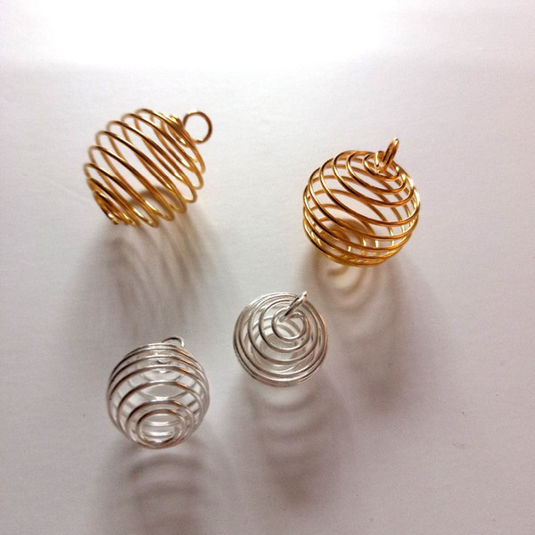 Wholesale 100pcs Alloy Spring Spiral Beads Cages Pendants Fashion Diy Jewelry Accessories Charms 14x15mm/20x25mm