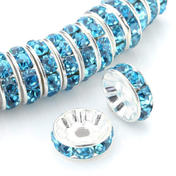 8mm Round Rondelle Spacer Beads Silver Tone White Clear Czech Crystal Top Quality 100pcs Beads for DIY bracelet Jewelry Making