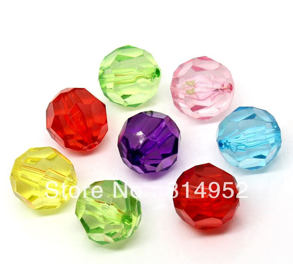 Wholesale-Wholesale Fashion 100pcs Acrylic Faceted Bubblegum Chunky Beads 20MM Clear Transparent Round Bicone Beads for Chunky Necklace