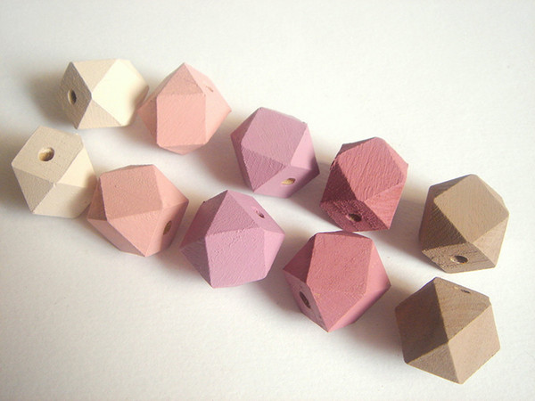 Wholesale-Free shipping!! 2016 Hot Pastel Geometric Wood Beads can mixed 5 colors