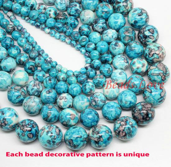 Natura Stone Wholesale Blue Colorful Stone Round Beads 15.5