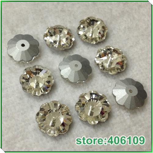 Wholesale-3300 flower crystal sew on beads with hole white color 6mm,8mm,12mm,14mm,16mm,10mm chaton beads crystal flat buttons