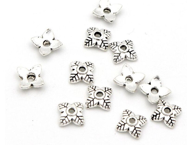 1000pcs/lot Mixed Tibetan Antique Silver Color Flower Bead End Caps For Jewelry Making Findings Accessories