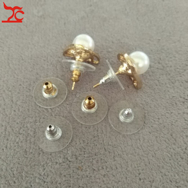 1000pcs Jewelry Finding accessories Silicon Stud Earring Back Silver Golden Tone Plastic Earring Backs Stoppers Ear Post Nuts W/Pads 11x6mm