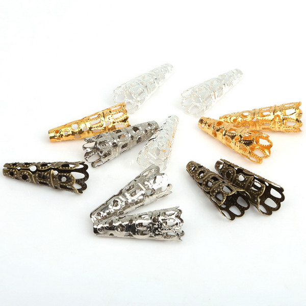 (100Pcs/lot )Pick 4 Colors Bugle Filigree Bead End Cap Cone 8x22MM Jewelry Findings ,Free Shipping