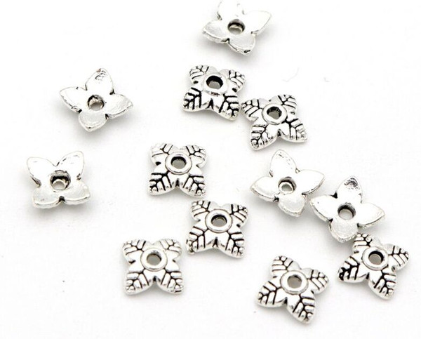 1000pcs Tibetan Antique Silver Leaf Flower Loose Sparer End Bead Caps For Jewelry Making Findings Needlework Diy Accessories