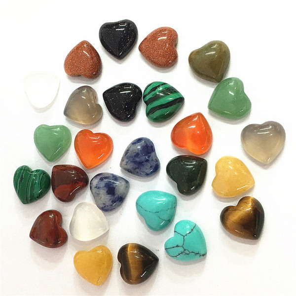 Mix Color Natural Stone Cabochons Heart Beads 10*10mm Tiger Eyes Agates Beads for Jewelry Making Findings