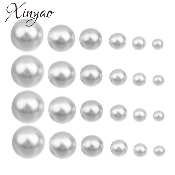 XINYAO 100pcs/lot 4 5 6 8 10 12 14 16 18 mm Simulated Pearls Beads (No Hole) Round ABS Acrylic Bead for Diy Jewelry Making F1468