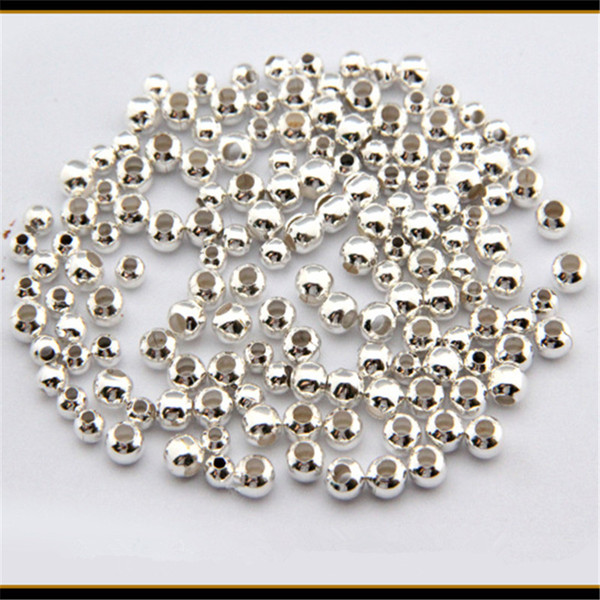 1 set(1000PCS) 2-6mm Beads Silver Plated Smooth Round Spacers Beads DIY Bracelets &Necklace Jewelry Gifts