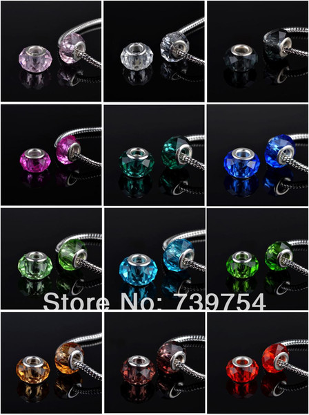 Wholesale-50pcs/lot !! Mixed 12 colors 925 silver Murano Glass Beads Europe Fits Charm Bracelets necklaces & pendants