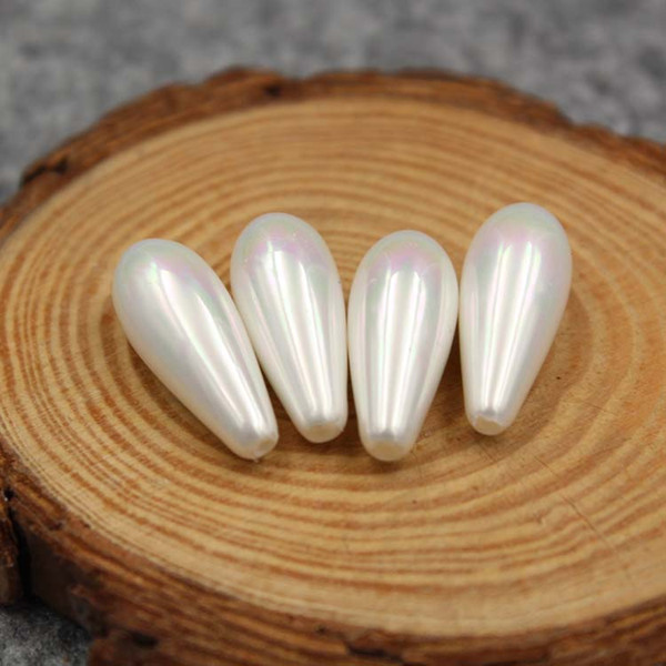 Pure natural water drop shape fritillary pearl 8*21mm half hole white marine mother shell polished DIY jewelry shell loose beads wholesale