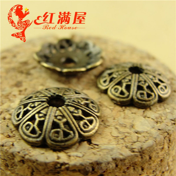 A4055 4*13MM (Core: 3MM) Antique bronze bulk Filigree Flower receptacle cover collar DIY channeling bead cap beading accessories group