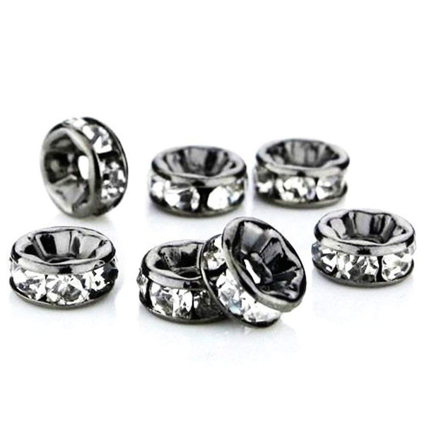 Tsunshine 100pcs A+++ Round Rondelle Spacer Charm Beads Gunmetal Black White Clear Czech Crystal For DIY Jewelry Making Bracelet 4mm-12mm