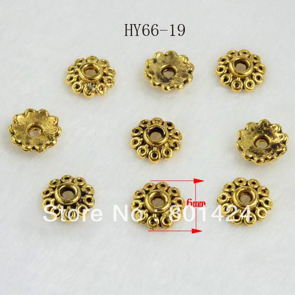 Wholesale-free shipping 66-19 300pcs Antique Style Tibetan Tone Small Flower gold spacer beads caps