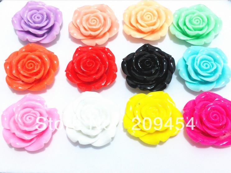 Factory PrLarge Size 42MM 50pcs/lot Mix Colors Resin Flower Beads, With Back Hole! Free shipment