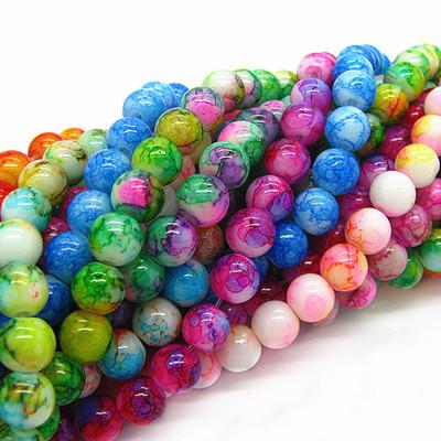 Wholesale-6mm 8mm 10mm Mix Color Round Shape Chunky Chic Loose Glass Crackle Beads for Jewelry Charms Spacer Beads HB439