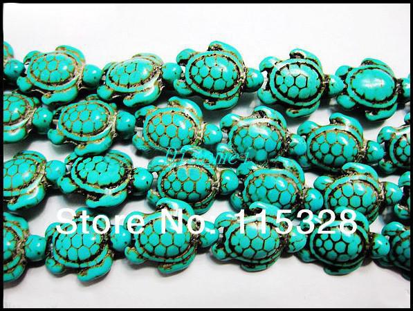 Free Shipping New Hot 7 stands Vintage Oval Blue Howlite Turquoise Carved Turtle Spacer Beads 14mm x 14mm G6322 jewelry making DIY