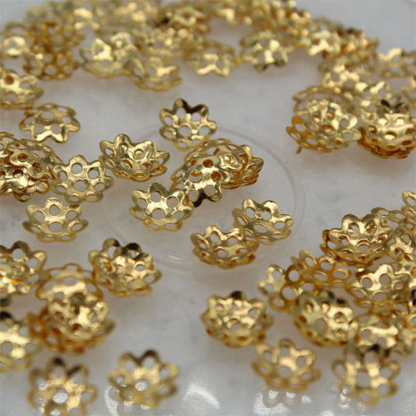 5000pcs/lot 6mm 5 colors Silver/gold Plated Flower Caps Spacer For Beads end findings