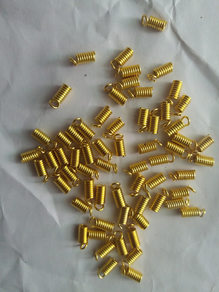 1 Lot(About 2400pcs Gold Cord Ends Cord Coil Spring End Crimp Fasteners Leather Cord Ends Caps Necklace Clasp Jewelry Parts 9x3.5mm