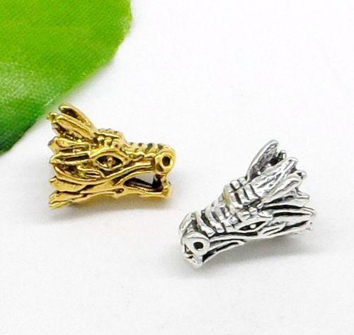 100PCS Tibetan Silver Dragon Head Bead Caps Beads Spacers Beads Fit Jewelry Making 15x11mm